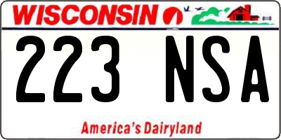 WI license plate 223NSA