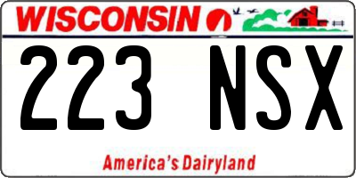 WI license plate 223NSX
