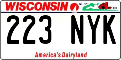 WI license plate 223NYK