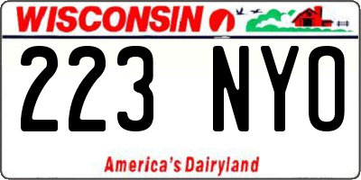 WI license plate 223NYO