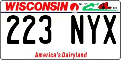 WI license plate 223NYX