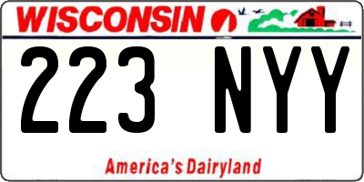 WI license plate 223NYY