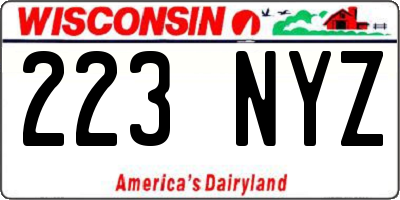 WI license plate 223NYZ