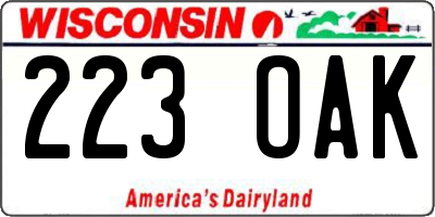 WI license plate 223OAK