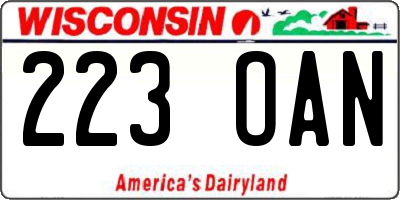 WI license plate 223OAN
