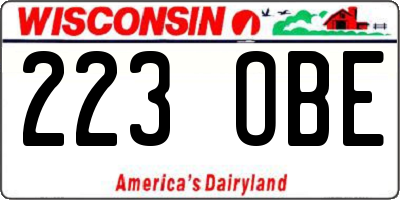 WI license plate 223OBE