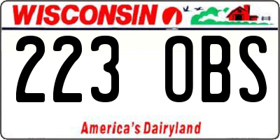 WI license plate 223OBS
