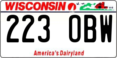WI license plate 223OBW