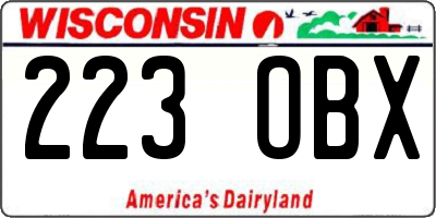WI license plate 223OBX