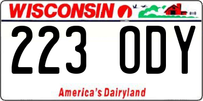 WI license plate 223ODY