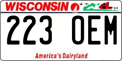 WI license plate 223OEM