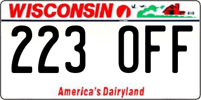 WI license plate 223OFF