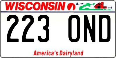 WI license plate 223OND