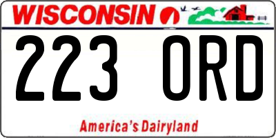 WI license plate 223ORD
