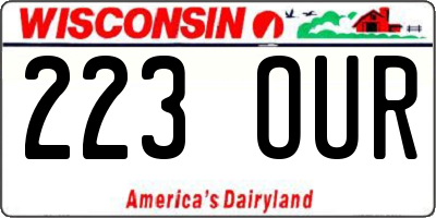 WI license plate 223OUR