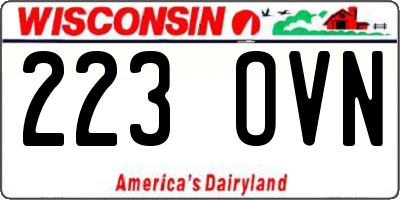 WI license plate 223OVN
