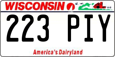 WI license plate 223PIY