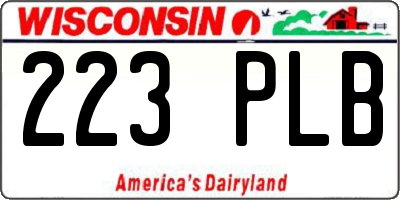 WI license plate 223PLB