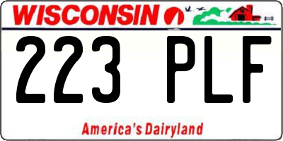 WI license plate 223PLF