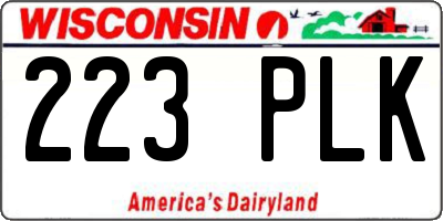 WI license plate 223PLK