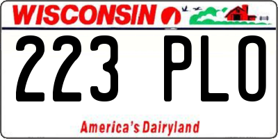WI license plate 223PLO