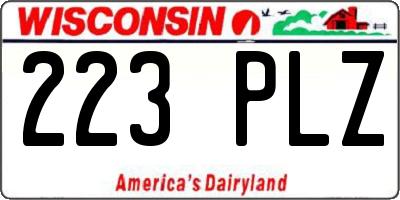 WI license plate 223PLZ