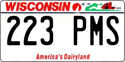 WI license plate 223PMS