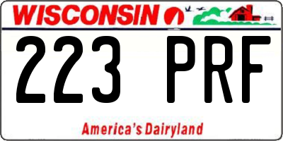 WI license plate 223PRF