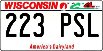 WI license plate 223PSL