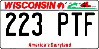 WI license plate 223PTF