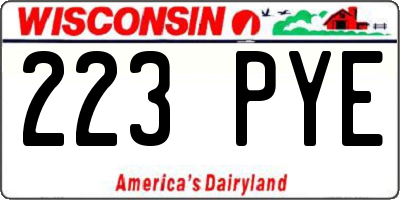 WI license plate 223PYE