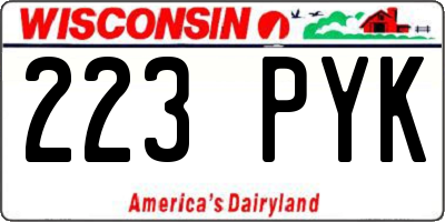 WI license plate 223PYK