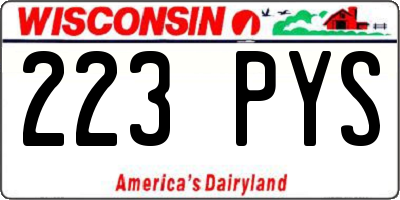 WI license plate 223PYS
