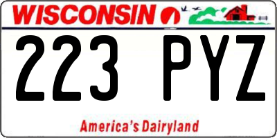 WI license plate 223PYZ