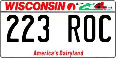 WI license plate 223ROC