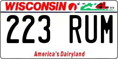 WI license plate 223RUM