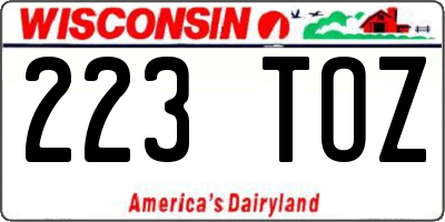 WI license plate 223TOZ