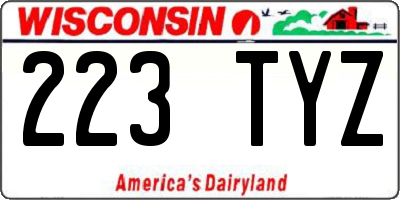 WI license plate 223TYZ