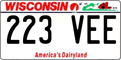 WI license plate 223VEE