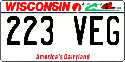 WI license plate 223VEG