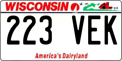 WI license plate 223VEK