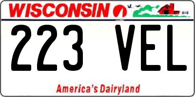 WI license plate 223VEL