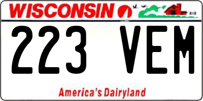 WI license plate 223VEM