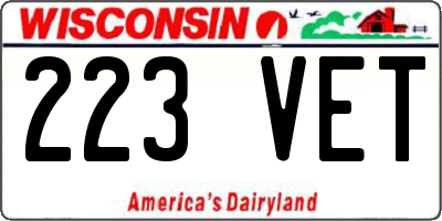 WI license plate 223VET