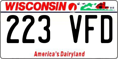 WI license plate 223VFD