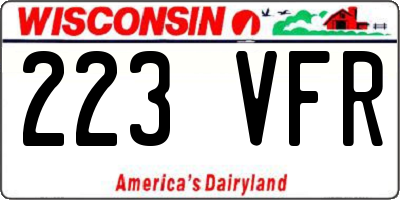 WI license plate 223VFR