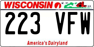 WI license plate 223VFW
