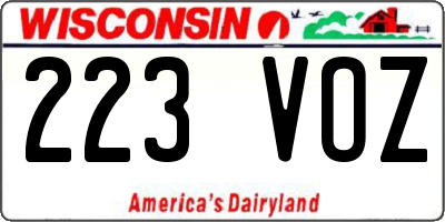 WI license plate 223VOZ