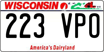 WI license plate 223VPO