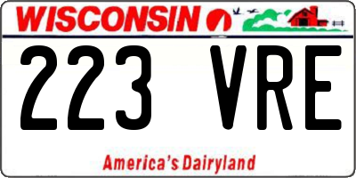 WI license plate 223VRE